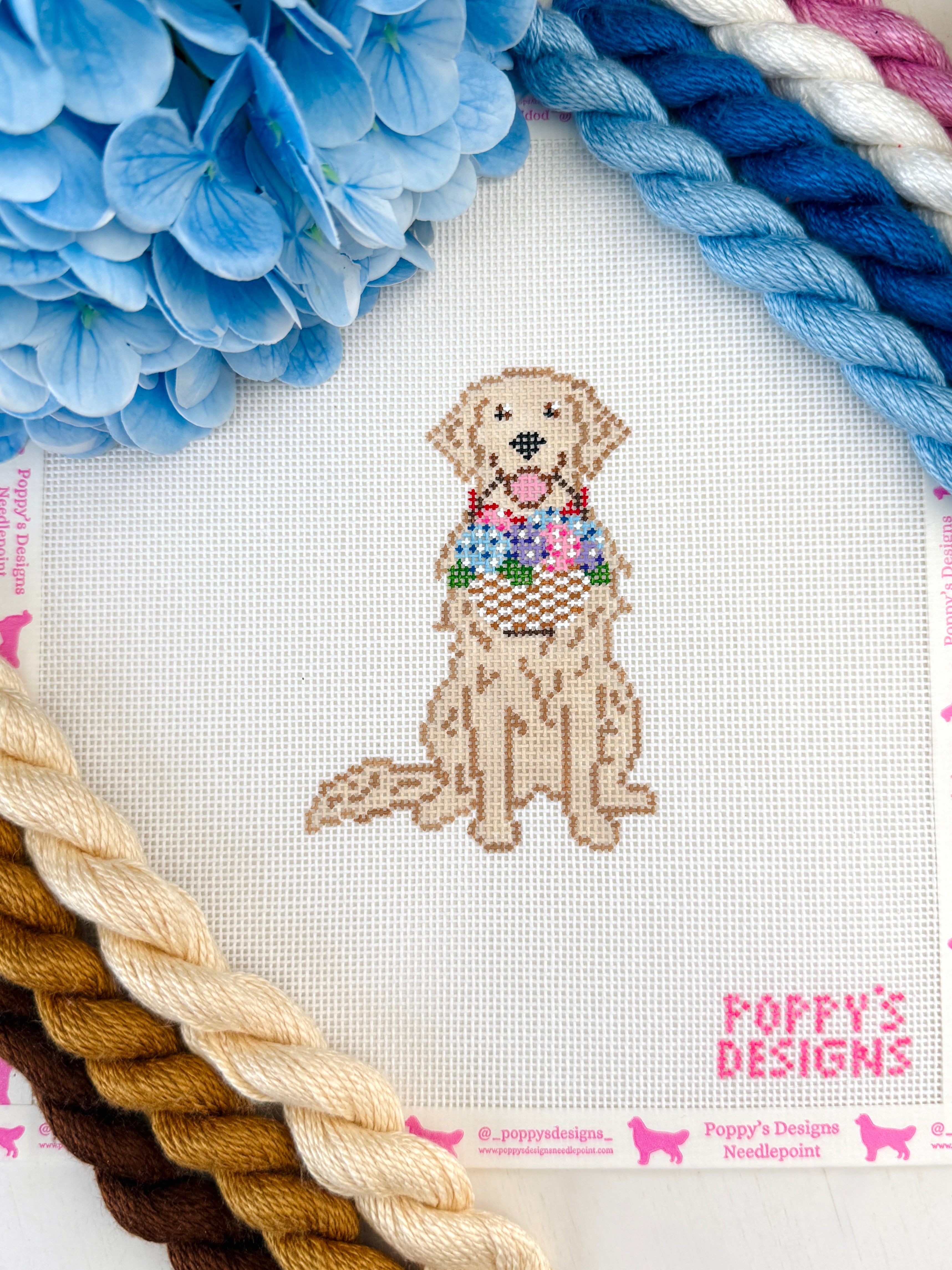 Hydrangea Basket Dog- Golden Retriever