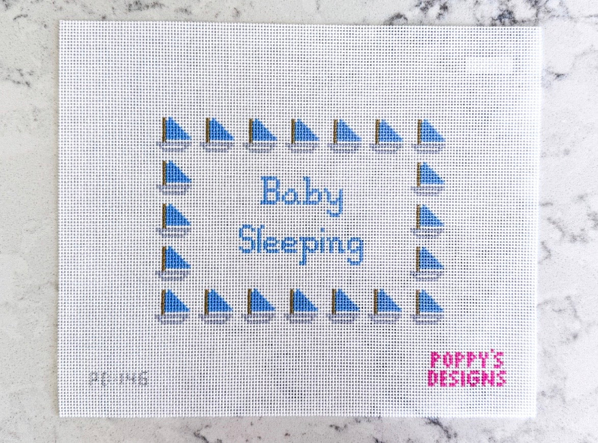 Blue Sailboat Baby Sleeping Sign