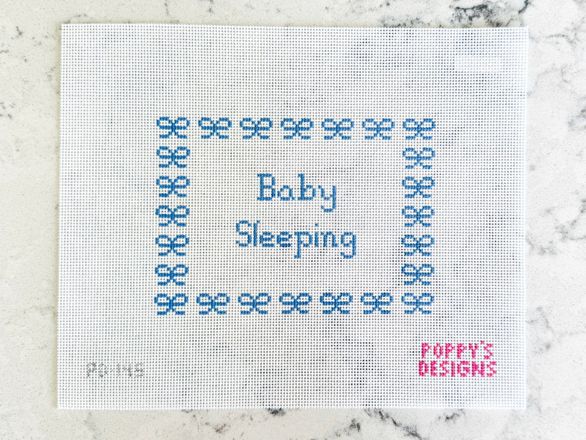 Blue Bow Baby Sleeping Sign
