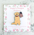 Golden Retriever with Flag Needle Minder