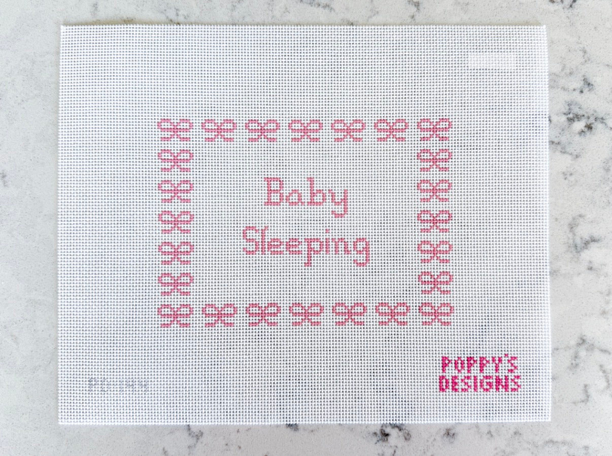 Pink Bow Baby Sleeping Sign