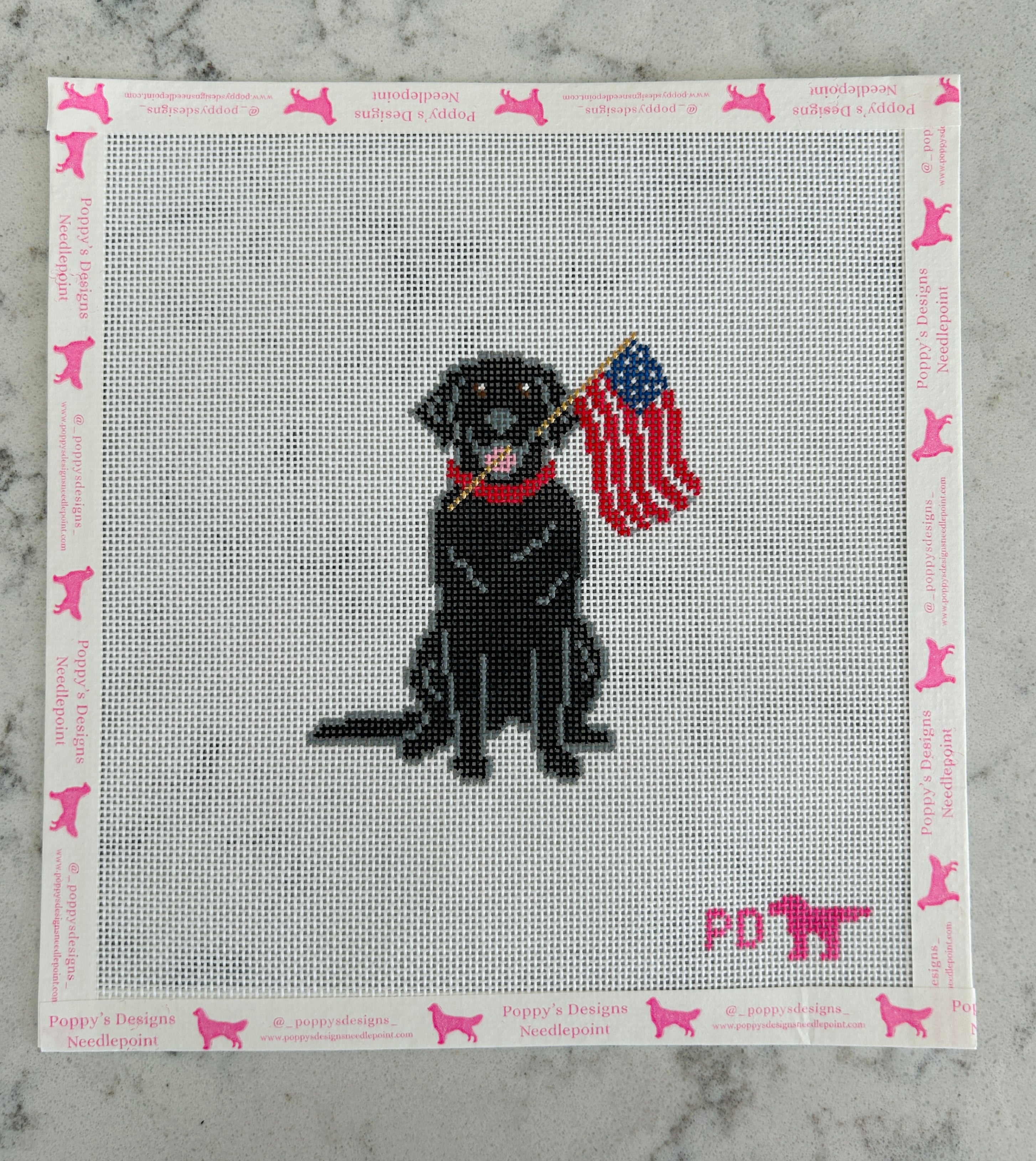 Dog with Flag- Black Lab Preorder