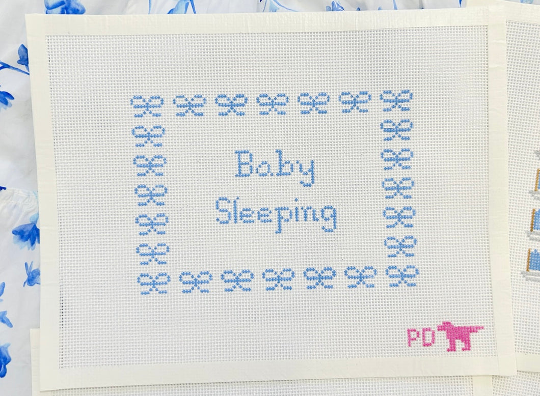 Blue Bow Baby Sleeping Sign