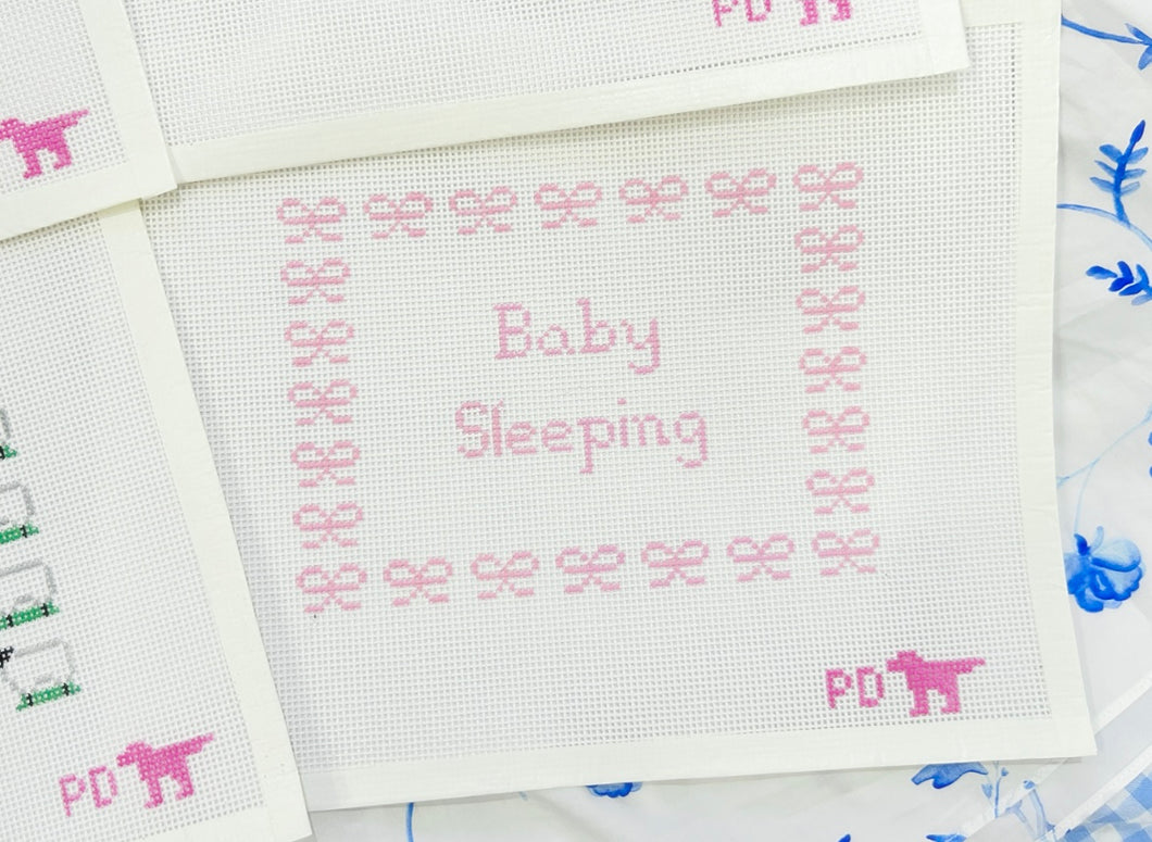 Pink Bow Baby Sleeping Sign