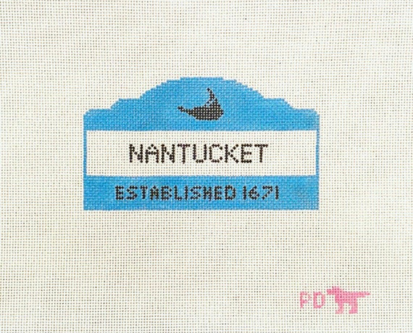 Nantucket Established Sign Hand Painted Needlepoint Canvas Preorder